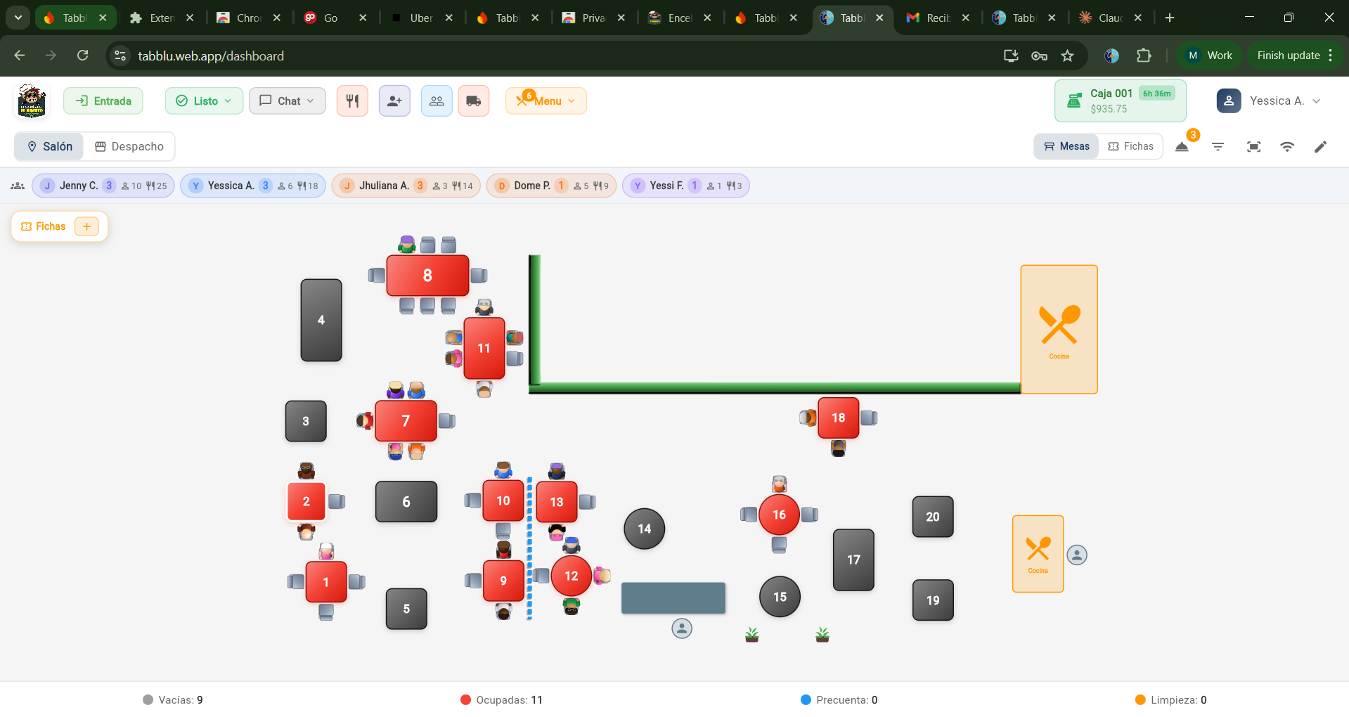 Tabblu POS - Mapa de mesas interactivo