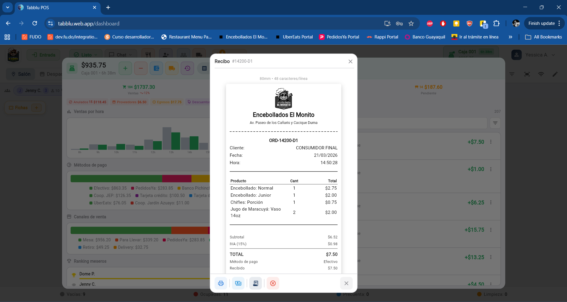 Recibo digital e impresión